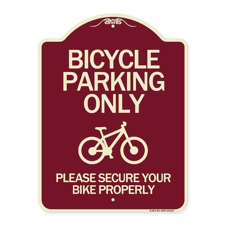 Signmission Bicycle Parking Please Secure Your Bike Properly Heavy-Gauge Aluminum Sign, 24" x 18", BU-1824-24319 A-DES-BU-1824-24319